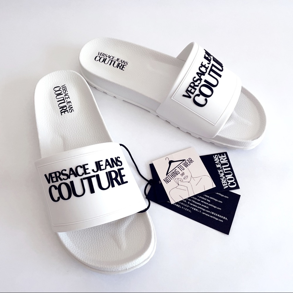 ⭕️ VERSACE JEANS Men’s Flip Flops Slide White 11